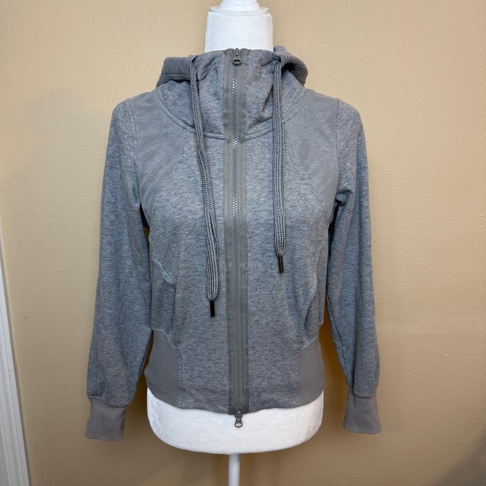 Adidas x Stella McCartney Gray Mesh Paneled Hoodie Full Zip Size XS